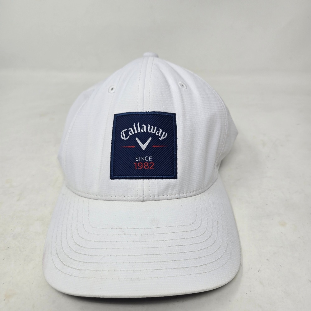 Callaway Golf Hat Mens White Snapback Flexfit 110 Performance Baseball Cap